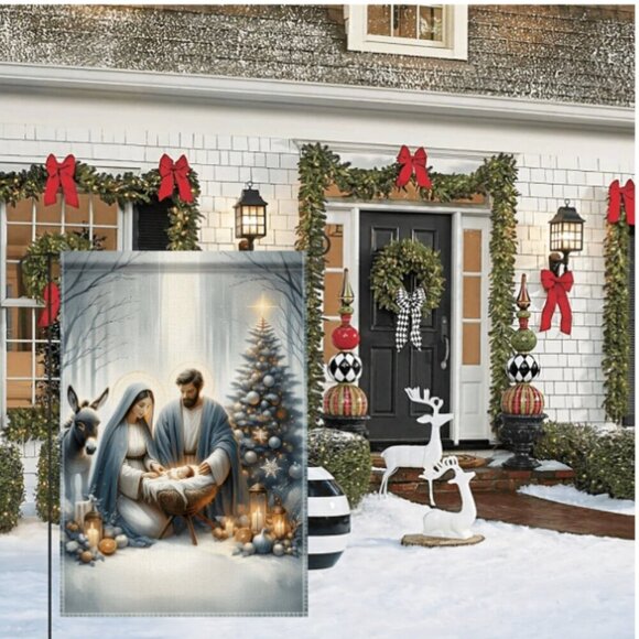 Christmas Nativity Yard Wall Flag NWT - Picture 3 of 5